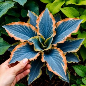 Хоста Океан Вью купить по цене от 960р. в интернет-магазине «Посадика» с доставкой почтой в в Ожерельее и по всей России – [изображение №1].